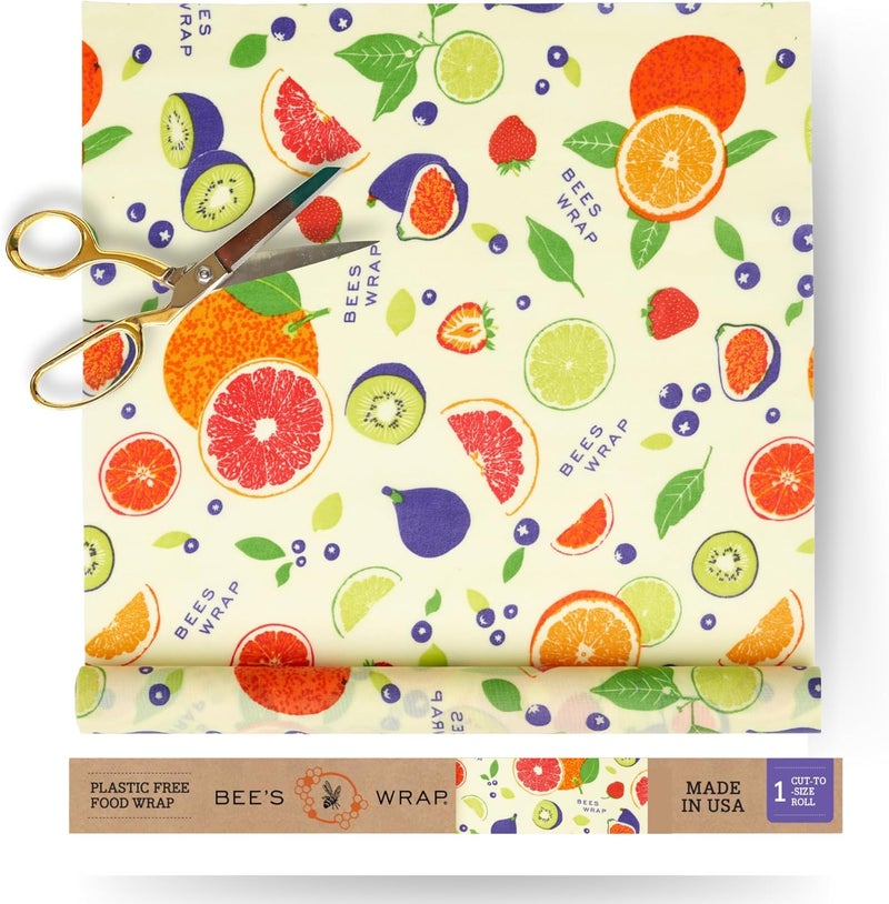 Bee's Wrap Beeswax Wraps for Food - Cut to Size 14x52" Wax Paper Roll - Made in USA Reusable Waxed Paper & Bowl Covers - Organic & Eco-Friendly Alternative to Aluminum Foil & Plastic Wrap, Fresh Fruit - Image 1